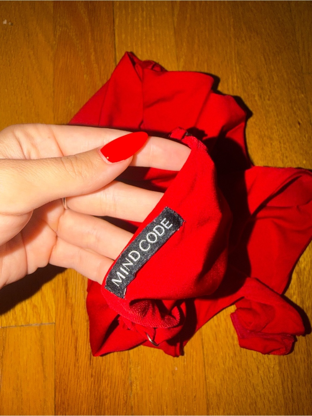 Mind Code Red V-Neck Bodysuit - Picture 3 of 4